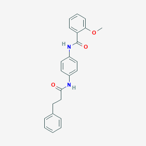 molecular formula C23H22N2O3 B240362 2-methoxy-N-{4-[(3-phenylpropanoyl)amino]phenyl}benzamide 