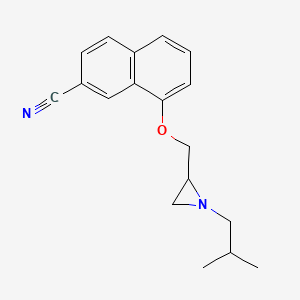 molecular formula C18H20N2O B2403650 8-[[1-(2-Methylpropyl)aziridin-2-yl]methoxy]naphthalene-2-carbonitrile CAS No. 2418681-69-1