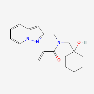molecular formula C18H23N3O2 B2403665 N-[(1-Hydroxycyclohexyl)methyl]-N-(pyrazolo[1,5-a]pyridin-2-ylmethyl)prop-2-enamide CAS No. 2411294-71-6