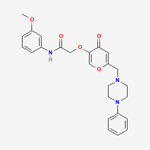 molecular formula C25H27N3O5 B2403667 N-(3-methoxyphenyl)-2-((4-oxo-6-((4-phenylpiperazin-1-yl)methyl)-4H-pyran-3-yl)oxy)acetamide CAS No. 898456-20-7