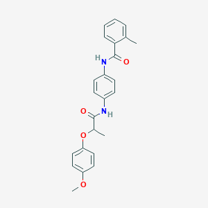 molecular formula C24H24N2O4 B240367 N-(4-{[2-(4-methoxyphenoxy)propanoyl]amino}phenyl)-2-methylbenzamide 
