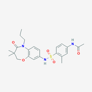 molecular formula C23H29N3O5S B2403673 N-(4-(N-(3,3-dimethyl-4-oxo-5-propyl-2,3,4,5-tetrahydrobenzo[b][1,4]oxazepin-8-yl)sulfamoyl)-3-methylphenyl)acetamide CAS No. 922124-46-7