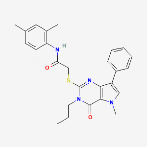 2-({5-methyl-4-oxo-7-phenyl-3-propyl-3H,4H,5H-pyrrolo[3,2-d]pyrimidin-2-yl}sulfanyl)-N-(2,4,6-trimethylphenyl)acetamide