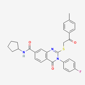 N-cyclopentyl-3-(4-fluorophenyl)-2-{[2-(4-methylphenyl)-2-oxoethyl]thio}-4-oxo-3,4-dihydroquinazoline-7-carboxamide