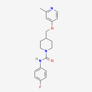 molecular formula C19H22FN3O2 B2403691 N-(4-Fluorophenyl)-4-[(2-methylpyridin-4-yl)oxymethyl]piperidine-1-carboxamide CAS No. 2380069-35-0