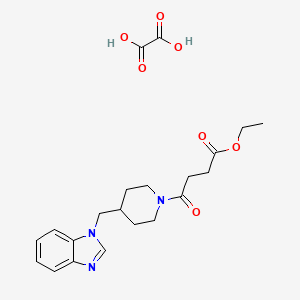 molecular formula C21H27N3O7 B2403698 ethyl 4-(4-((1H-benzo[d]imidazol-1-yl)methyl)piperidin-1-yl)-4-oxobutanoate oxalate CAS No. 1351596-44-5