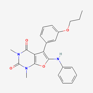molecular formula C23H23N3O4 B2403705 1,3-dimethyl-6-(phenylamino)-5-(3-propoxyphenyl)furo[2,3-d]pyrimidine-2,4(1H,3H)-dione CAS No. 938036-90-9