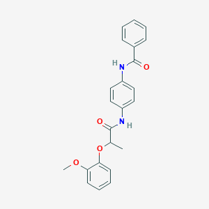 molecular formula C23H22N2O4 B240371 N-(4-{[2-(2-methoxyphenoxy)propanoyl]amino}phenyl)benzamide 