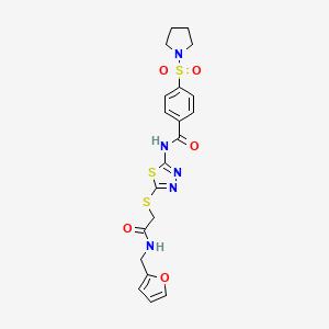 molecular formula C20H21N5O5S3 B2403711 N-(5-((2-((furan-2-ylmethyl)amino)-2-oxoethyl)thio)-1,3,4-thiadiazol-2-yl)-4-(pyrrolidin-1-ylsulfonyl)benzamide CAS No. 897613-74-0