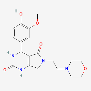molecular formula C19H24N4O5 B2403712 4-(4-hydroxy-3-methoxyphenyl)-6-(2-morpholinoethyl)-3,4,6,7-tetrahydro-1H-pyrrolo[3,4-d]pyrimidine-2,5-dione CAS No. 1171961-00-4