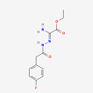 molecular formula C12H14FN3O3 B2403720 ethyl (2Z)-amino{[(4-fluorophenyl)acetyl]hydrazono}acetate CAS No. 1622854-69-6