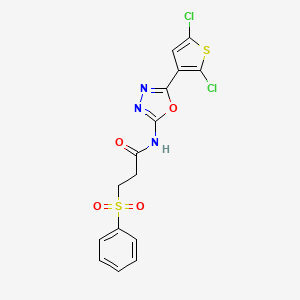 molecular formula C15H11Cl2N3O4S2 B2403726 N-(5-(2,5-dichlorothiophen-3-yl)-1,3,4-oxadiazol-2-yl)-3-(phenylsulfonyl)propanamide CAS No. 1206998-19-7