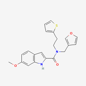 molecular formula C21H20N2O3S B2403731 N-(furan-3-ylmethyl)-6-methoxy-N-(2-(thiophen-2-yl)ethyl)-1H-indole-2-carboxamide CAS No. 1797649-83-2