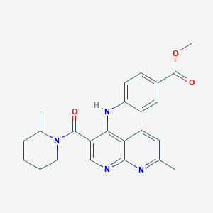 molecular formula C24H26N4O3 B2403746 Methyl 4-((7-methyl-3-(2-methylpiperidine-1-carbonyl)-1,8-naphthyridin-4-yl)amino)benzoate CAS No. 1251677-38-9