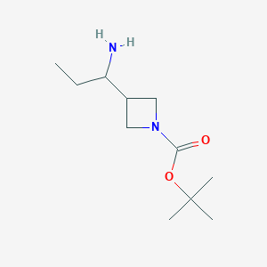 molecular formula C11H22N2O2 B2403747 叔丁基 3-(1-氨基丙基)氮杂环丁烷-1-羧酸酯 CAS No. 1783350-33-3