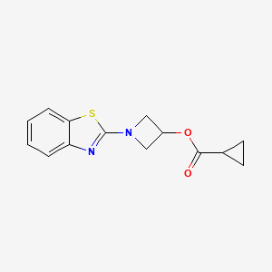 molecular formula C14H14N2O2S B2403751 1-(苯并[d]噻唑-2-基)氮杂环丁-3-基环丙烷羧酸酯 CAS No. 1421531-15-8