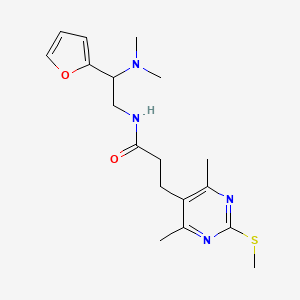 molecular formula C18H26N4O2S B2403753 3-[4,6-dimethyl-2-(methylsulfanyl)pyrimidin-5-yl]-N-[2-(dimethylamino)-2-(furan-2-yl)ethyl]propanamide CAS No. 1043129-85-6