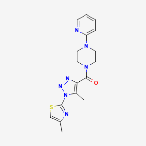molecular formula C17H19N7OS B2403755 (5-methyl-1-(4-methylthiazol-2-yl)-1H-1,2,3-triazol-4-yl)(4-(pyridin-2-yl)piperazin-1-yl)methanone CAS No. 1286732-44-2