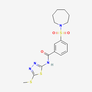 molecular formula C16H20N4O3S3 B2403756 3-(azepan-1-ylsulfonyl)-N-(5-methylsulfanyl-1,3,4-thiadiazol-2-yl)benzamide CAS No. 690246-64-1