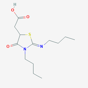 molecular formula C13H22N2O3S B2403759 (E)-2-(3-butyl-2-(butylimino)-4-oxothiazolidin-5-yl)acetic acid CAS No. 100531-61-1