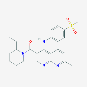 molecular formula C24H28N4O3S B2403767 (2-Ethylpiperidin-1-yl)(7-methyl-4-((4-(methylsulfonyl)phenyl)amino)-1,8-naphthyridin-3-yl)methanone CAS No. 1251623-71-8