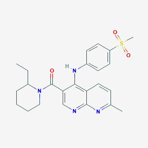 molecular formula C24H28N4O3S B2403767 (2-乙基哌啶-1-基)(7-甲基-4-((4-(甲基磺酰基)苯基)氨基)-1,8-萘啶-3-基)甲烷酮 CAS No. 1251623-71-8