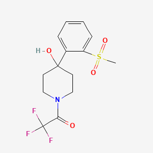 molecular formula C14H16F3NO4S B2403768 2,2,2-Trifluoro-1-[4-hydroxy-4-(2-methanesulfonylphenyl)piperidin-1-yl]ethan-1-one CAS No. 1713164-24-9