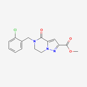 molecular formula C15H14ClN3O3 B2403772 Methyl 5-(2-chlorobenzyl)-4-oxo-4,5,6,7-tetrahydropyrazolo[1,5-a]pyrazine-2-carboxylate CAS No. 477845-48-0