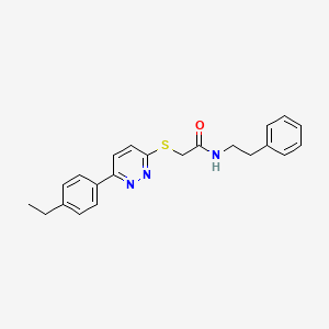 molecular formula C22H23N3OS B2403779 2-((6-(4-乙基苯基)吡啶嗪-3-基)硫代)-N-苯乙基乙酰胺 CAS No. 896045-72-0