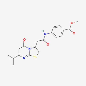 methyl 4-(2-(7-isopropyl-5-oxo-3,5-dihydro-2H-thiazolo[3,2-a]pyrimidin-3-yl)acetamido)benzoate