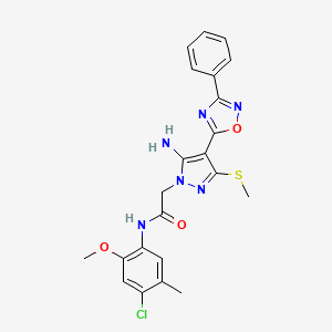 molecular formula C22H21ClN6O3S B2403781 2-(5-amino-3-(methylthio)-4-(3-phenyl-1,2,4-oxadiazol-5-yl)-1H-pyrazol-1-yl)-N-(4-chloro-2-methoxy-5-methylphenyl)acetamide CAS No. 1020502-47-9