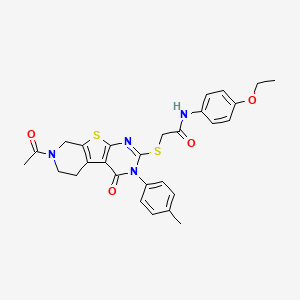2-((7-acetyl-4-oxo-3-(p-tolyl)-3,4,5,6,7,8-hexahydropyrido[4',3':4,5]thieno[2,3-d]pyrimidin-2-yl)thio)-N-(4-ethoxyphenyl)acetamide