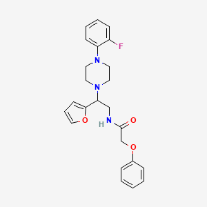 molecular formula C24H26FN3O3 B2403786 N-(2-(4-(2-fluorophenyl)piperazin-1-yl)-2-(furan-2-yl)ethyl)-2-phenoxyacetamide CAS No. 877632-93-4