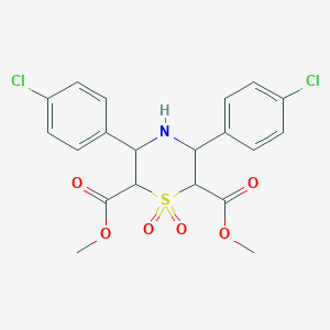 molecular formula C20H19Cl2NO6S B2403798 二甲基 3,5-双(4-氯苯基)硫代吗啉-2,6-二羧酸盐 1,1-二氧化物 CAS No. 298216-81-6
