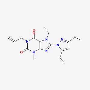 molecular formula C18H24N6O2 B2403799 8-(3,5-diethyl-1H-pyrazol-1-yl)-7-ethyl-3-methyl-1-(prop-2-en-1-yl)-2,3,6,7-tetrahydro-1H-purine-2,6-dione CAS No. 1014051-60-5