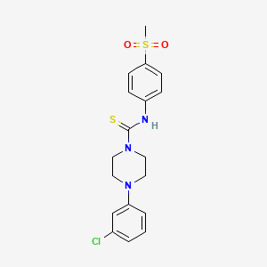 molecular formula C18H20ClN3O2S2 B2403811 4-(3-氯苯基)-N-(4-(甲基磺酰基)苯基)哌嗪-1-碳硫酰胺 CAS No. 900135-79-7