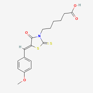 molecular formula C17H19NO4S2 B2403831 6-[5-(4-Methoxy-benzylidene)-4-oxo-2-thioxo-thiazolidin-3-yl]-hexanoic acid CAS No. 303798-57-4