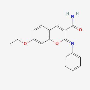 molecular formula C18H16N2O3 B2403846 7-Ethoxy-2-phenyliminochromene-3-carboxamide CAS No. 312607-60-6