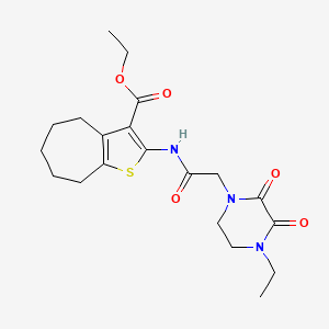 molecular formula C20H27N3O5S B2403856 ethyl 2-(2-(4-ethyl-2,3-dioxopiperazin-1-yl)acetamido)-5,6,7,8-tetrahydro-4H-cyclohepta[b]thiophene-3-carboxylate CAS No. 868965-15-5