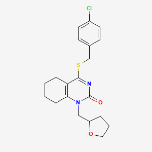 molecular formula C20H23ClN2O2S B2403861 4-((4-chlorobenzyl)thio)-1-((tetrahydrofuran-2-yl)methyl)-5,6,7,8-tetrahydroquinazolin-2(1H)-one CAS No. 899756-62-8