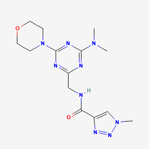molecular formula C14H21N9O2 B2403868 N-((4-(二甲氨基)-6-吗啉代-1,3,5-三嗪-2-基)甲基)-1-甲基-1H-1,2,3-三唑-4-甲酰胺 CAS No. 2034543-20-7