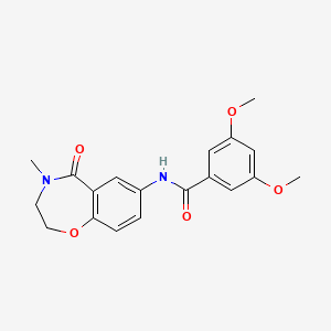 molecular formula C19H20N2O5 B2403869 3,5-dimethoxy-N-(4-methyl-5-oxo-2,3,4,5-tetrahydrobenzo[f][1,4]oxazepin-7-yl)benzamide CAS No. 922000-42-8