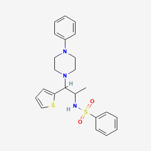 molecular formula C23H27N3O2S2 B2403908 N-[1-(4-phenylpiperazin-1-yl)-1-thiophen-2-ylpropan-2-yl]benzenesulfonamide CAS No. 847381-20-8