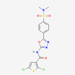molecular formula C15H12Cl2N4O4S2 B2403918 2,5-dichloro-N-(5-(4-(N,N-dimethylsulfamoyl)phenyl)-1,3,4-oxadiazol-2-yl)thiophene-3-carboxamide CAS No. 1171612-89-7
