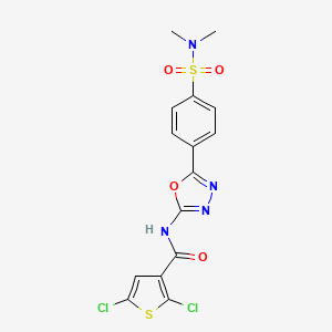 molecular formula C15H12Cl2N4O4S2 B2403918 2,5-二氯-N-(5-(4-(N,N-二甲基氨磺酰)苯基)-1,3,4-恶二唑-2-基)噻吩-3-甲酰胺 CAS No. 1171612-89-7