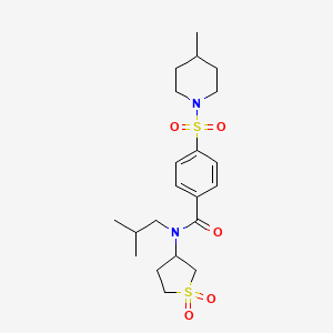 molecular formula C21H32N2O5S2 B2403919 N-(1,1-dioxidotetrahydrothiophen-3-yl)-N-isobutyl-4-((4-methylpiperidin-1-yl)sulfonyl)benzamide CAS No. 874787-77-6
