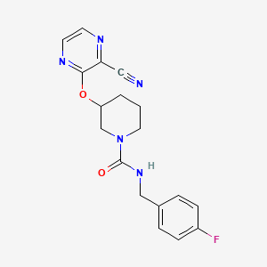 molecular formula C18H18FN5O2 B2403926 3-((3-cyanopyrazin-2-yl)oxy)-N-(4-fluorobenzyl)piperidine-1-carboxamide CAS No. 2034435-84-0