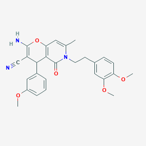 2-amino-6-(3,4-dimethoxyphenethyl)-4-(3-methoxyphenyl)-7-methyl-5-oxo-5,6-dihydro-4H-pyrano[3,2-c]pyridine-3-carbonitrile