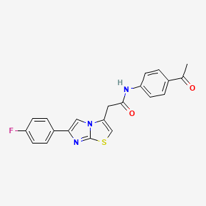 molecular formula C21H16FN3O2S B2403935 N-(4-acetylphenyl)-2-[6-(4-fluorophenyl)imidazo[2,1-b][1,3]thiazol-3-yl]acetamide CAS No. 897464-21-0