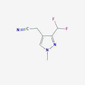 molecular formula C7H7F2N3 B2403954 2-(3-(Difluoromethyl)-1-methyl-4-pyrazolyl)acetonitrile CAS No. 2228637-01-0